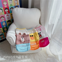 Korean ODD Spring Summer New Patchwork Cartoon T-Shirt Pet Puppy Cat Pure Cotton Clothes Teddy Bear Bomei