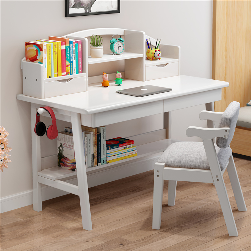 Nordic Children Solid Wood Desk Bookshelves Group Open Primary And Middle School Students Desk Brief About Home Bedroom Computer Study Desk