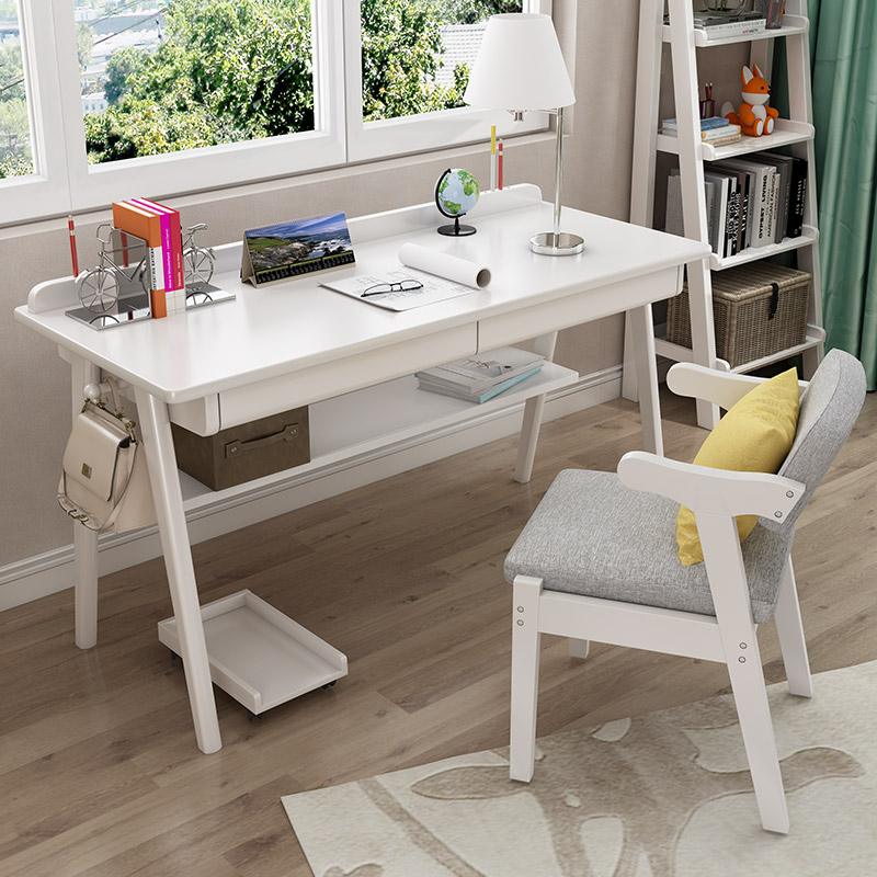 Japanese all solid wood desk simple home middle school students learning writing desk Nordic bedroom white desktop computer desk