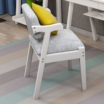 Nordic solid wood desk chair white fabric study back chair students learn computer chair home book table and stool