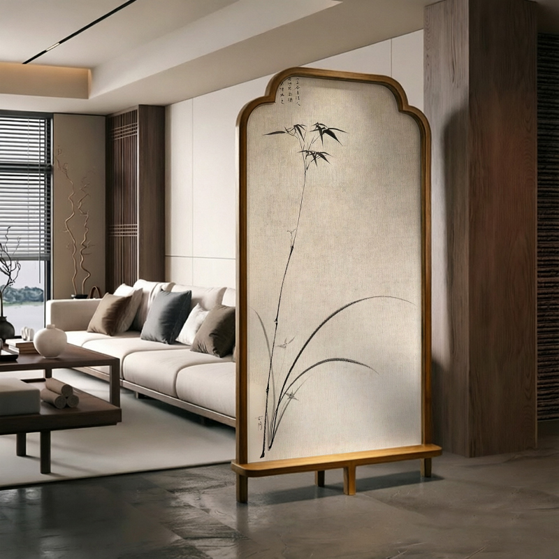 Song-Style Aesthetics Chinese-Style Entrance Door Screen, Living Room Entryway Divider, Bedroom Mobile Storage Rack Partition, Orchid and Bamboo Design Song-Style Aesthetics Chinese-Style Entrance Door Screen, Living Room Entryway Divider, Bedroom Mobile Storage Rack Partition, Orchid and Bamboo Design