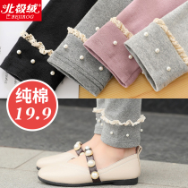 Spring and autumn pure cotton girls leggings 2021 new wear foreign style autumn childrens clothing female baby trousers children children