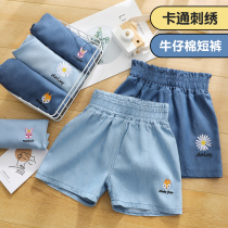 Summer girls denim shorts 2021 new foreign style summer clothes children wear summer thin section in large childrens pants