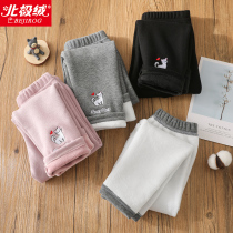 Girls with velvet leggings Children wear foreign style spring and autumn one-piece thin velvet female treasure autumn pants Baby autumn and winter pants
