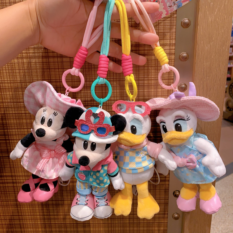 Shanghai Disney Domestic Agent 2025m: Mickey and Friends Summer Style Mickey and Minnie Plush Keychain Bag Charm