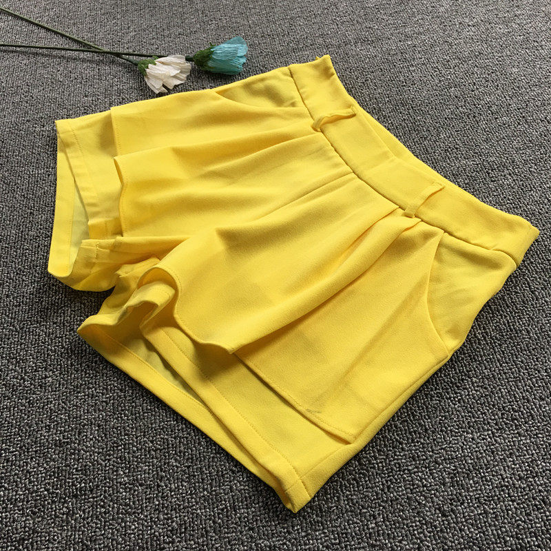 Porridge one shop clearance summer original single good quality heavy chiffon bright sweet high waist wide foot shorts culottes women