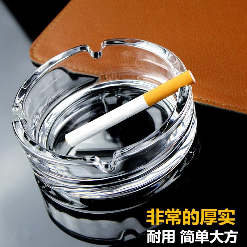 Glass transparent Ashtray Personality Creative Round Crystal Large and Ashtray Living Room Bedroom Home Tea Table Ash
