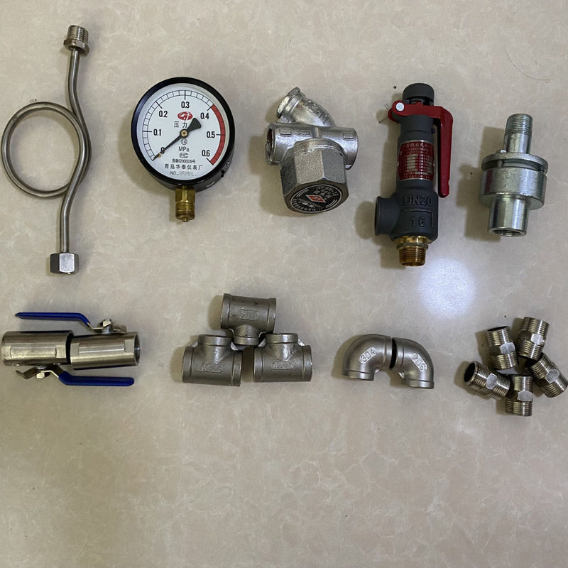 Complete Set of Steam Jacketed Pot Accessories, Safety Valve for Sterilization Pot, Pressure Gauge and Steam Ball Valve, in Stock
