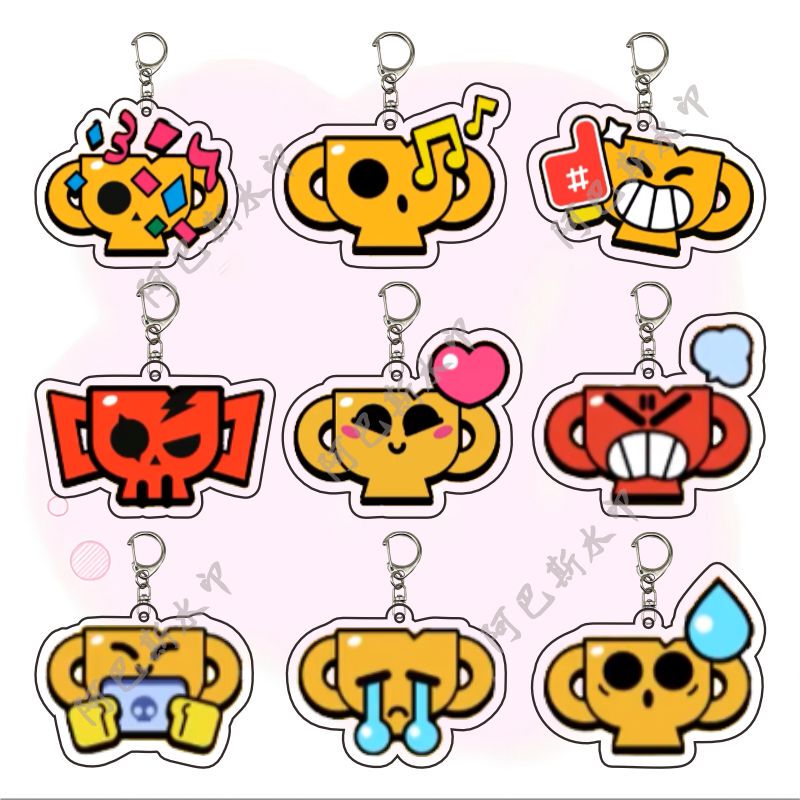 Acrylic Keychain with Wild Brawl Trophy Emoji, Mobile Game Merchandise, Hero Design, Backpack Accessory, Gift