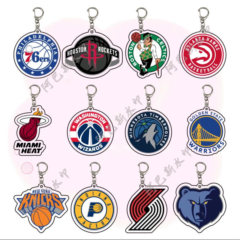 Basketball Team Logo Acrylic Keychain Lakers Warriors Backpack Pendant Gift for Friends Bag Accessories Commemorative Gift