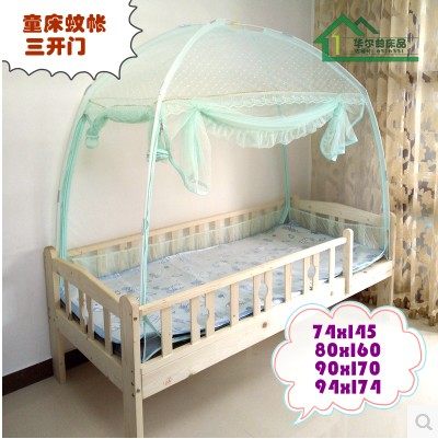 Children's mosquito net Child princess yurt with bottom encryption Three doors 80x150 168x88 bed 80x160cm