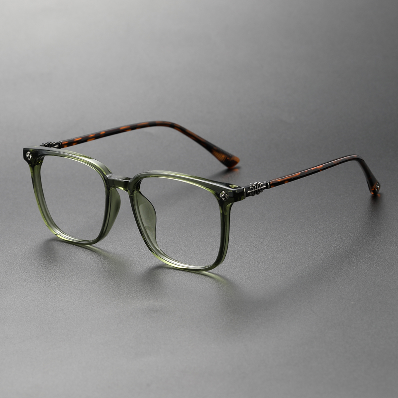 Retro Large Square Frame Anti-Blue Light Glasses Frame Myopia Glasses Men's Trendyy Eye Frame Can Be Equipped with Color-Changing Anti-Fog Lenses