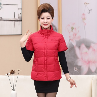 中老年秋冬羽绒棉马甲女短袖妈妈坎肩