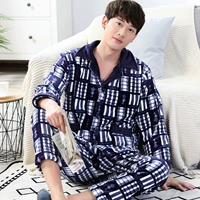 Đồ ngủ nam bằng nhung dày san hô nam mùa thu đông mùa đông Dịch vụ nhà flannel dài tay ấm áp phù hợp với XL mềm pijama đôi