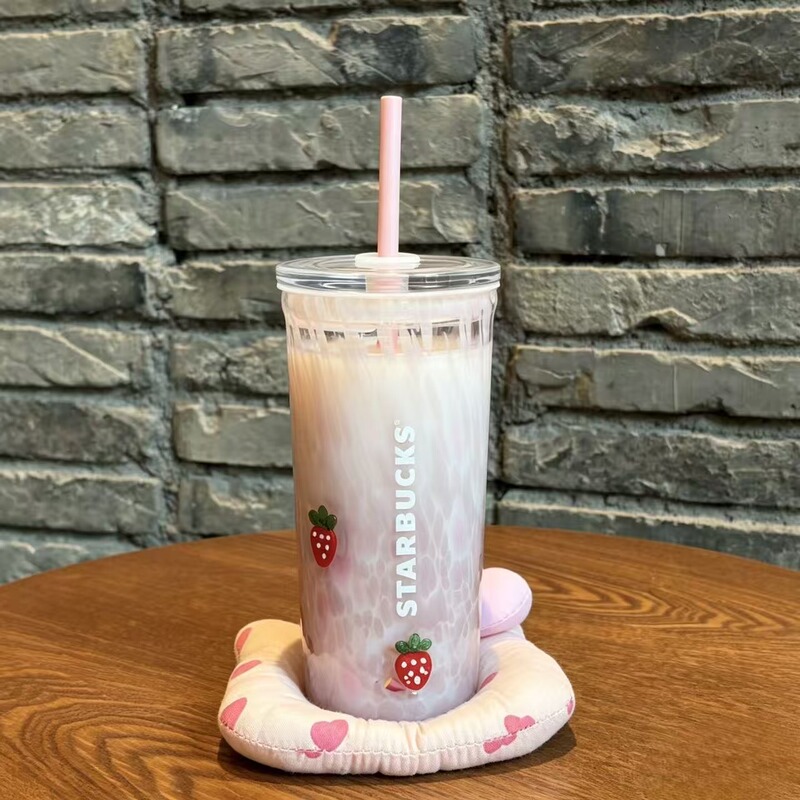 New Starbucks Cup, Miami, Usa, Summer Limited Edition, Strawberry Glass Straw Cup, High-Value Cup Gift