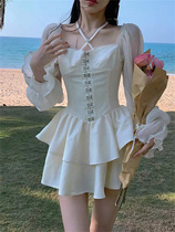Hanging Neck Harnesses Closets DRESS SPRING SUMMER WOMENS DRESS 2022 NEW GENTLENESS FIRST LOVE PRINCESS SKIRT LOTUS LEAF SIDE SHORT DRESS