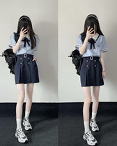 East Pear Art High ~ Korean Drama Two Suits Summer Sweet Beauty Korean Series Short Sleeve Blouses College Wind Uniforms Half Body A Dress