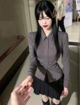 Hot girls pure desire to fix a long sleeve blouse to collect waist design sensation Little crowdJK Shirt Academy Wind Pepperplexu Skirt Suit Woman