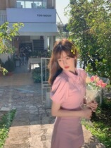 Sweet spicy Wind POLO collar pink dress Dress Woman Cashew Slim Foam With Slim Foam Sleeves T-shirt Skirt Summer Little Crowdskirt