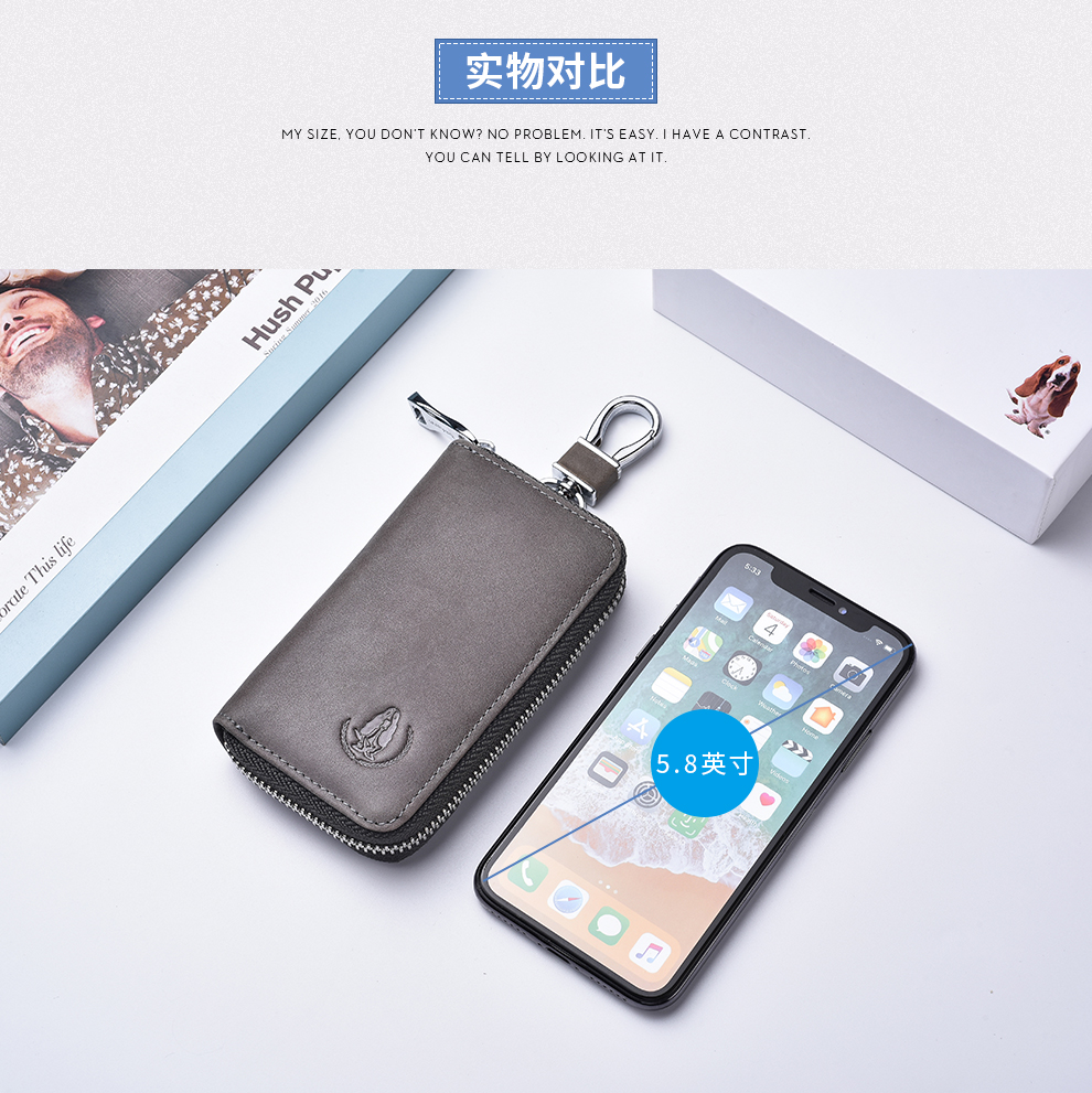 Hoa Kỳ Hush Pupgie 2018 mới túi da khóa nam thanh niên thời trang da móc chìa khóa thắt lưng xe xu hướng ví móc khóa da thật