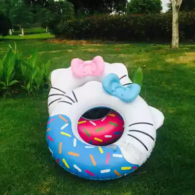 Thickened inflatable cartoon ring swimming ring for men and women children underarm circle floating circle cute ktcat swimming ring wholesale