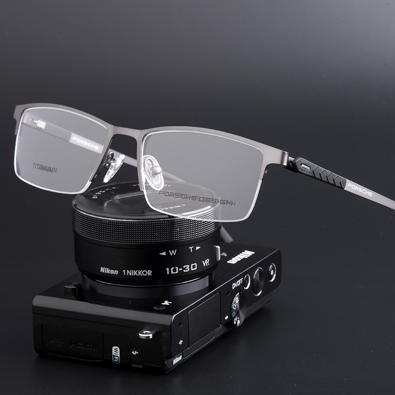 Half-frame pure titanium ultra-light fit near-view mirror glasses frame Business Near-lens frame Male slim side metal frame box