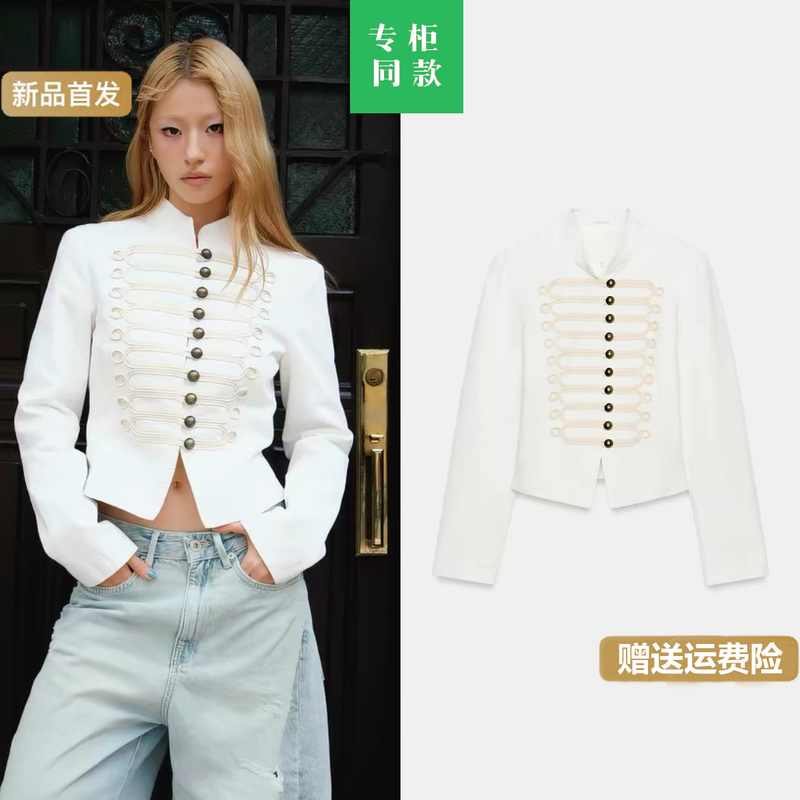 Cabinet 549! Za New Women's Clothing, Chanel-Style Stand-Up Collar, Long-Sleeved, Round-Neck, Napoleon Slim-Fit Jacket 4341764