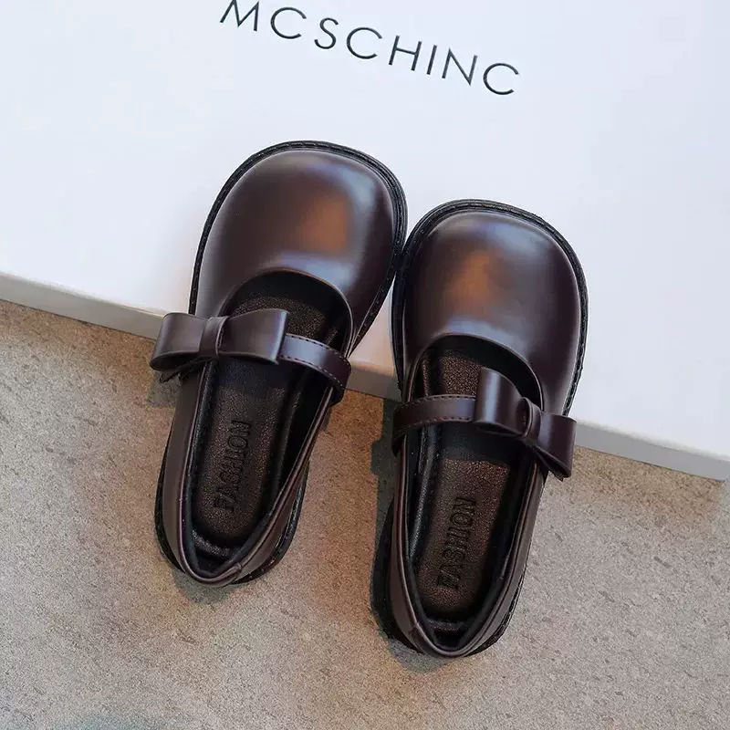 Black Leather Shoes for Girls, College Style, Suitable for Skirts, British Style, Versatile, Comfortable, Round Toe, 2026 New Model, Women's Summer Style — 1