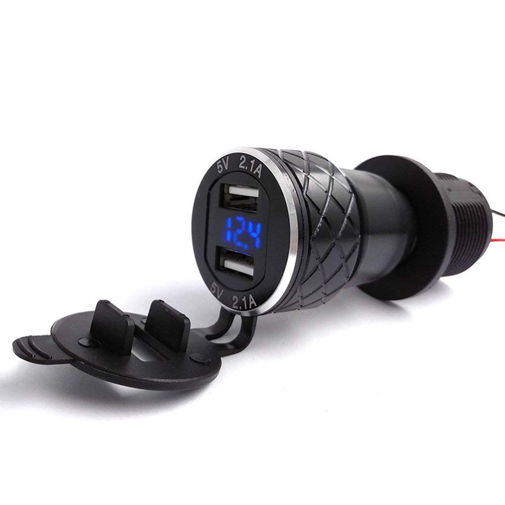 Dual USB port European version motorcycle cigarette lighter plug for Phone GPS GOPRO Black