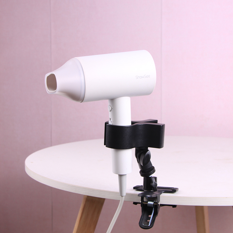 Lazy Person Hair Dryer Holder, No-Drill Clip, Large Spring Clip, Hands-Free Hair Dryer, Floor-Standing Tripod
