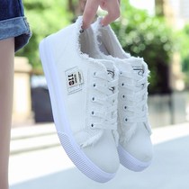 Outer wear fabric student girl Harajuku girl wild tide sports and leisure leave-in 2018 white shoes summer board shoes