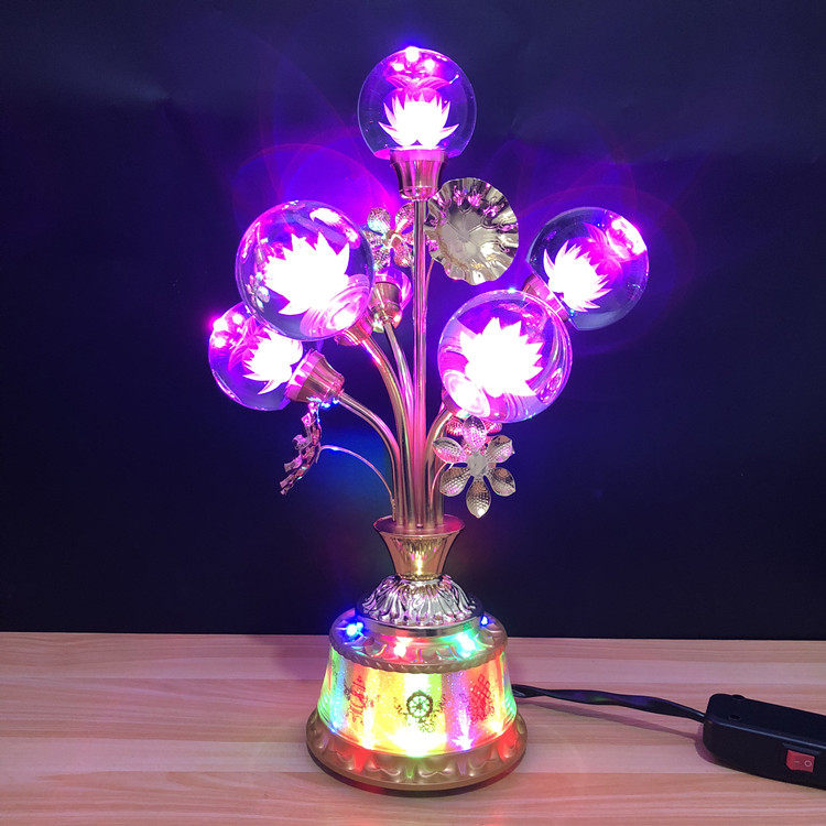 Seven pins and nine pins turn LED colorful crystal ball lotus lamp for the lamp Lotus lamp Changming lamp Seven star lamp