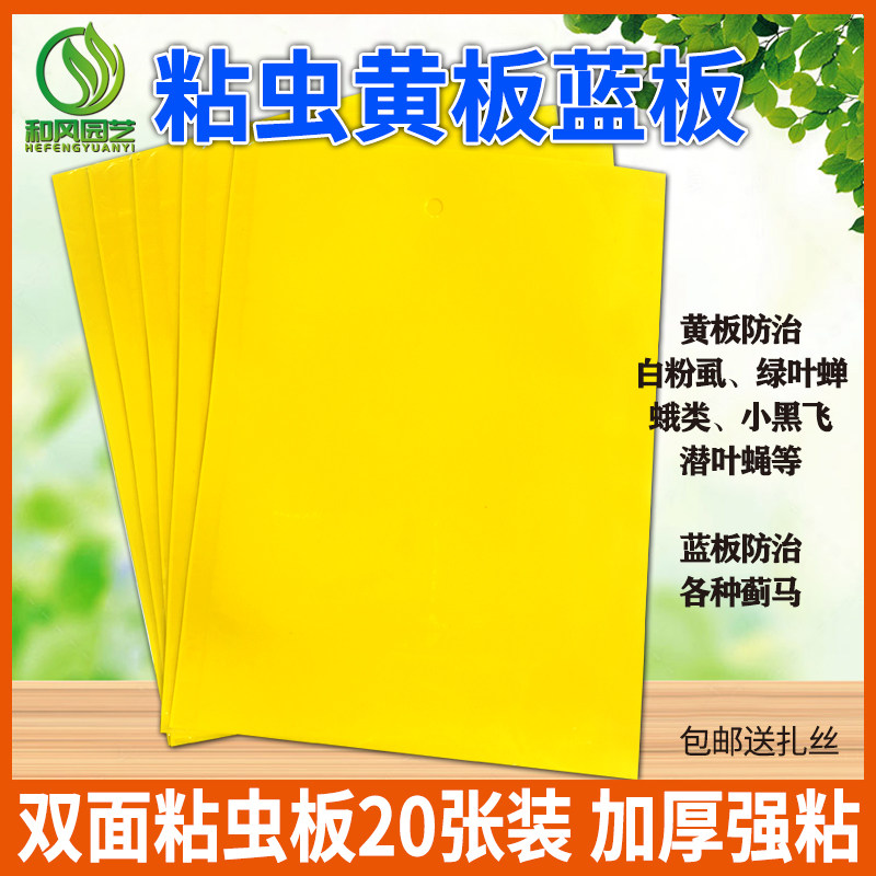 Yellow Plate Double-sided Adhesive Insect plate Blue plate Trapping Plate Stickers For Small Flying Insects Stained Fruit Fly Orchard Mosquito Flies Greenhouse
