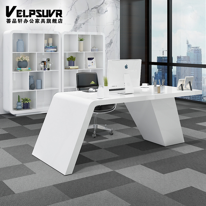 Creative Fashion Grand Bandae Desk Brief Modern White Baking Varnish Boss Table President Table Manager Table Manager Table
