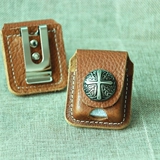 Зажигалка, кожаный бирюзовый чехол, воловья кожа, из натуральной кожи