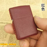 Универсальная зажигалка на керосине, защитный чехол, зеркальный эффект, из натуральной кожи