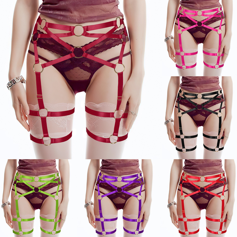 Punk Pop Belt Adjustable Hollow Garter Belt Leg Ring Integrated Sexy Elastic Leg Strap Carnival Body Accessory Punk Pop Belt Adjustable Hollow Garter Belt Leg Ring Integrated Sexy Elastic Leg Strap Carnival Body Accessory