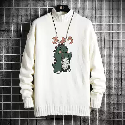 2020 spring and autumn new Harajuku style printed sweater boys plus fat plus size youth ins trend sweater