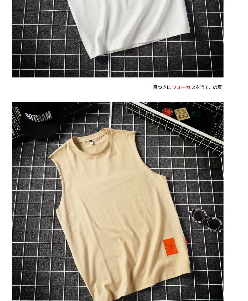 Mùa hè áo thun không tay rộng tay nam cộng với phân bón XL đẹp trai hoang dã thấm mồ hôi áo thun cotton mỏng T - Áo vest cotton áo ba lổ