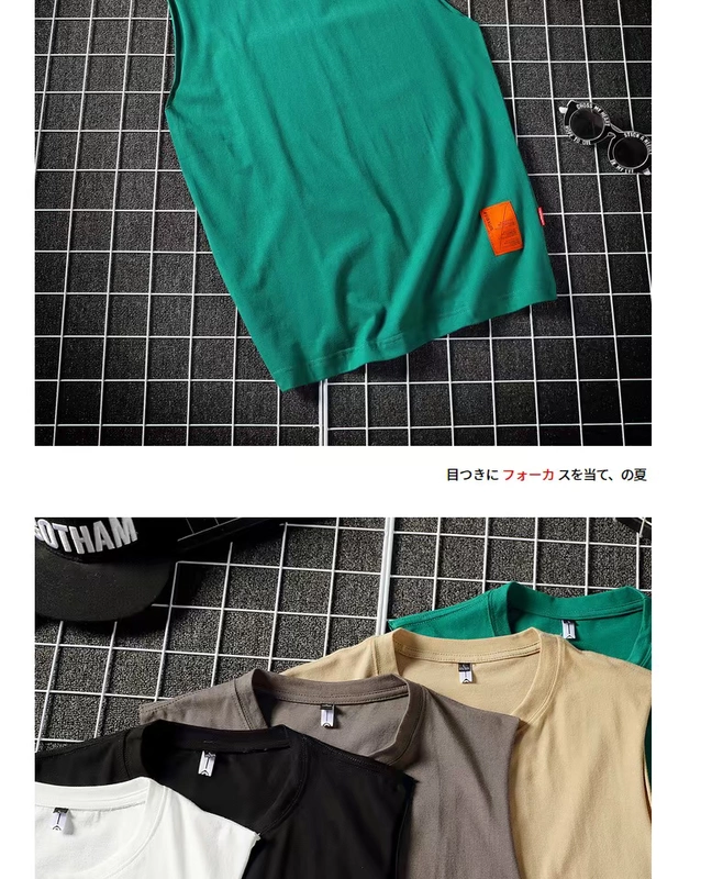 Mùa hè áo thun không tay rộng tay nam cộng với phân bón XL đẹp trai hoang dã thấm mồ hôi áo thun cotton mỏng T - Áo vest cotton vest khoác nam