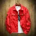 Áo khoác lửng dáng lửng denim denim nam size rộng giản dị áo khoác đẹp trai học sinh phiên bản Hàn Quốc của xu hướng quần áo nam béo - Áo khoác áo khoác jean Áo khoác