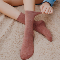 Pure Colour Cotton Socks Outlet Japan Foreign Trade Original Single Comfort Warm Ladies Style Mid-Barrel Socks Flooring Socks Autumn Winter New