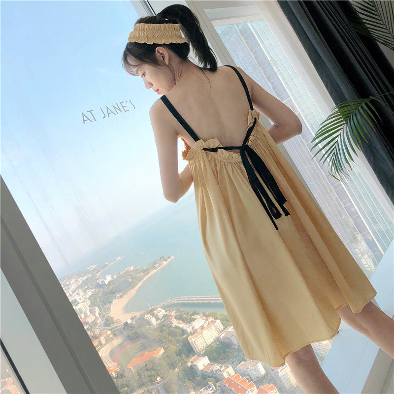When gentle flowers meet soft and elegant chiffon~home daily suspender pure desire nightdress two-piece set
