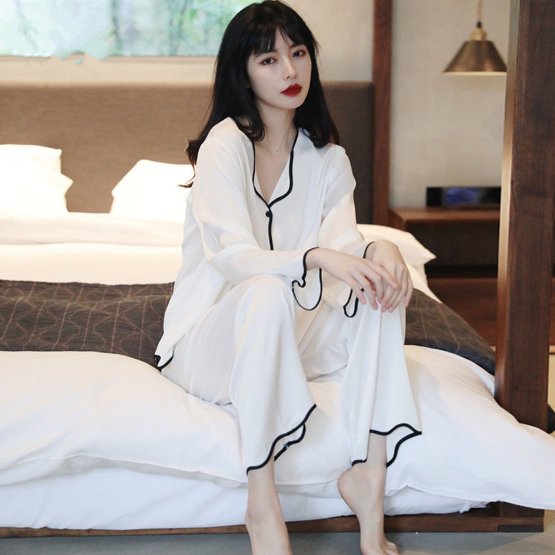 Heaven ~ senior full home suit~home daily spring and autumn senior silk long sleeved pajamas