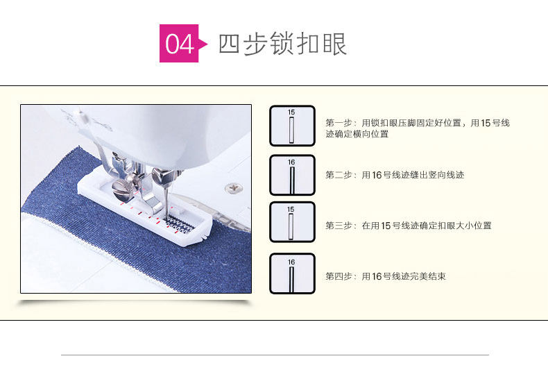 芳华 508 家用电动台式一体缝纫机 16种线迹 图4