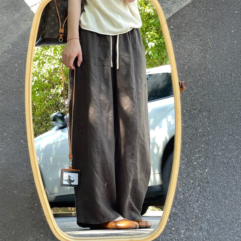 Beautiful and Stylish Plus-Size Women's Clothing, Lazy Style Linen Wide-Leg Pants, Summer Thin Elastic Waist, Hip-Covering, Slimming Casual Pants Beautiful and Stylish Plus-Size Women's Clothing, Lazy Style Linen Wide-Leg Pants, Summer Thin Elastic Waist, Hip-Covering, Slimming Casual Pants