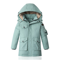 Boy girl among girls with long style tooling down clothes thickened green white black yellow jacket big boy even cap cotton padded jacket winter