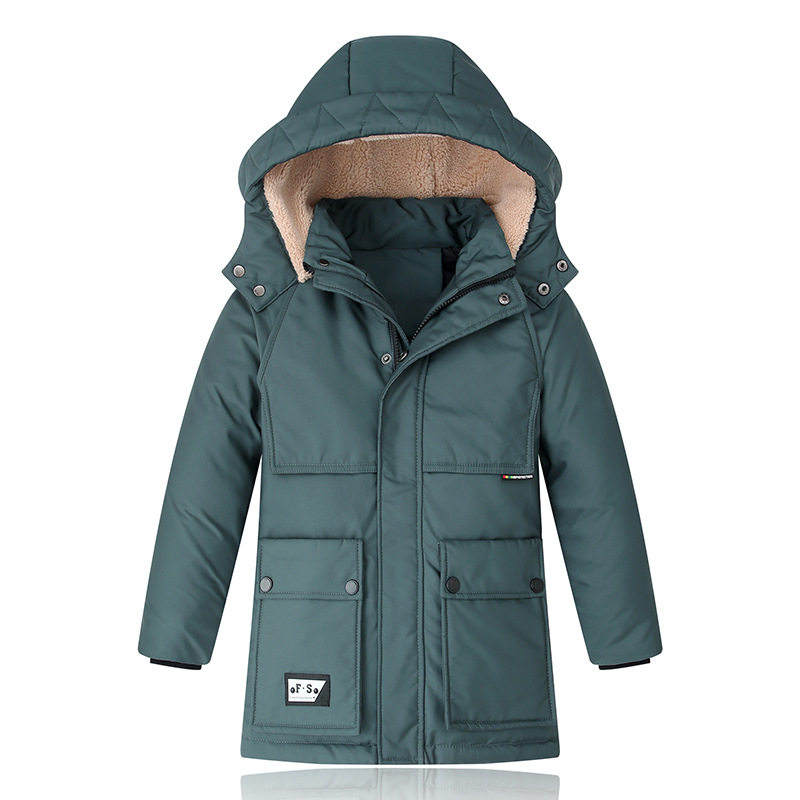 6 Boys 7 Children 8 Mid-length 9 Down Jackets 10 Blue and Green Thickening 11 Jackets 12 Big Children 13 Years Old Cotton Jacket Clothes Winter