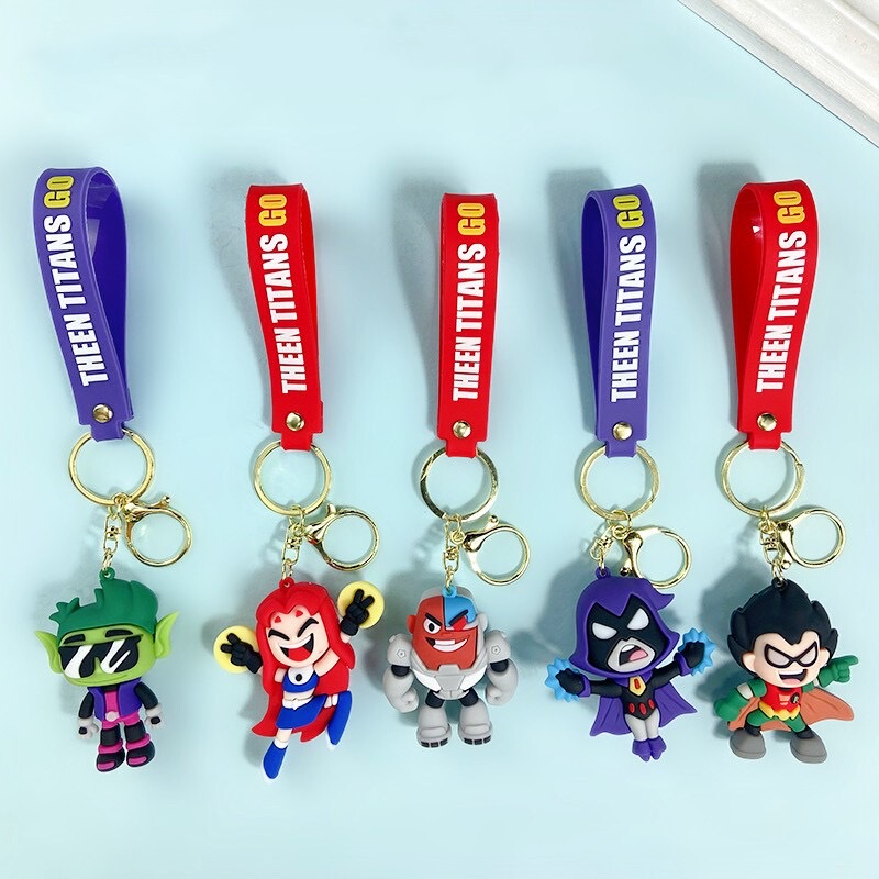 Creative Anime Teen Titans Attack Keychain Trendy Cool Cyborg Beast Boy Robin Keychain Unisex Pendant