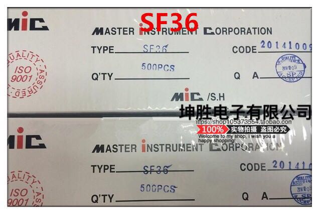 Straight plug MIC diode Ultra-fast recovery diode SF36 3A600V DO-27 new 0 14
